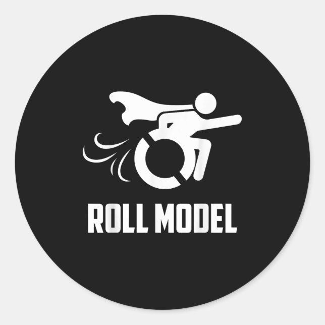 Cool Roll Model _ Funny Handicapped Person Wheelch Runder Aufkleber (Vorderseite)
