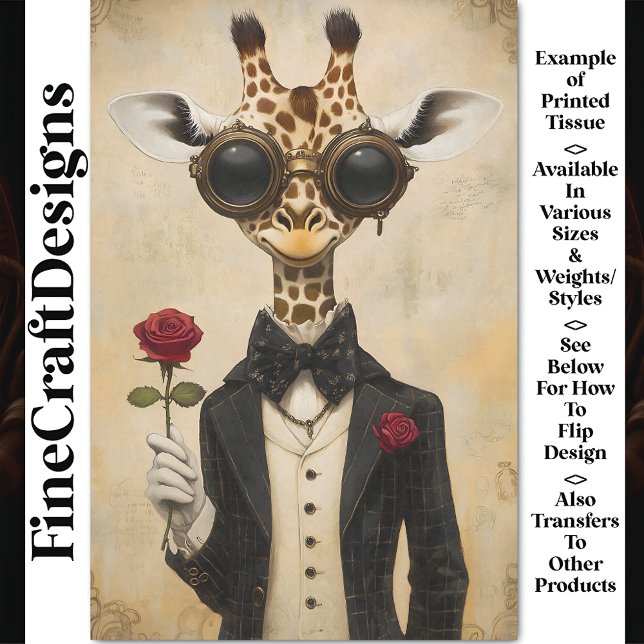 Cool Romantische Giraffe + Rote Rose AH2 Decoupage Seidenpapier (Von Creator hochgeladen)