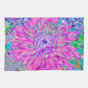 Cool rosa Blau und Lila Künstlerische Dahlia Blüte Geschirrtuch