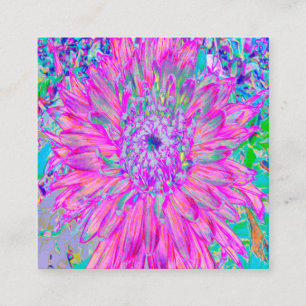 Cool rosa Blau und Lila Künstlerische Dahlia Blüte Quadratische Visitenkarte