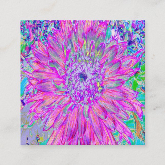 Cool rosa Blau und Lila Künstlerische Dahlia Blüte Quadratische Visitenkarte (Vorderseite)