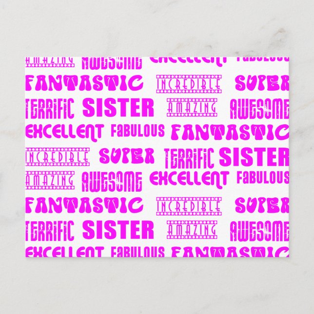 Cool rosa Modernes Design 4 Sisters Positive Worte Postkarte (Vorderseite)