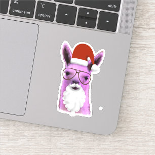 Cool rosa Santa Llama schneidet Sticker mit Punkt