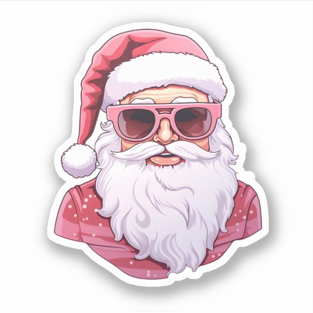Cool rosa Weihnachtsmatte und Sonnenbrille Aufkleber (Vorderseite)