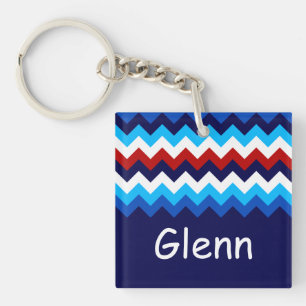 Cool Rouge Blanc Bleu Chevron Carré personnalisé P