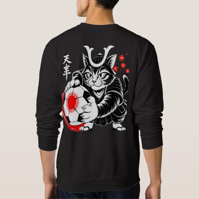 Cool Samurai Cat Soccer For Anime & Art Lovers Sweatshirt (Rückseite)