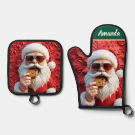 Cool Santa Claus Ofenhandschuh & Topflappen-Set