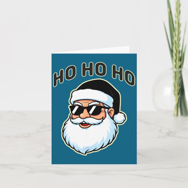 Cool Santa In Black Hat Sungles Graphic 2  Karte (Vorderseite)