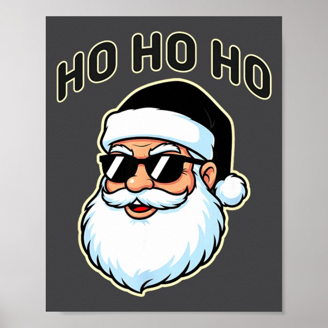 Cool Santa In Black Hat Sungles Graphic 2  Poster (Vorne)