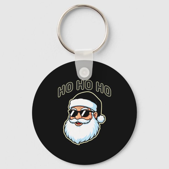 Cool Santa In Black Hat Sungles Graphic 2  Schlüsselanhänger (Vorderseite)
