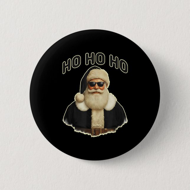 Cool Santa In Black Hat Sungles Graphic  Button (Vorderseite)