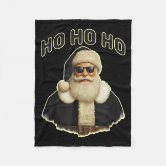 Cool Santa In Black Hat Sungles Graphic Fleecedecke