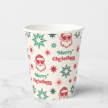 Cool Santa Retro Frohe Weihnachten Party rot grün