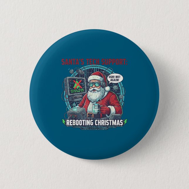 Cool Santa s Rebooting Tech Support Button (Vorderseite)