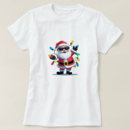 Cool Santa with Christmas Lights – Modern Festive T-Shirt