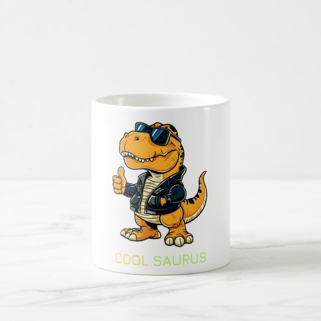 Cool Saurus Funny T rex Dinosaur auf Kaffeetasse (Mittel)