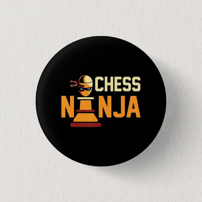 Cool Schach Ninja Schachliebhaber Geschenk Button (Vorderseite)