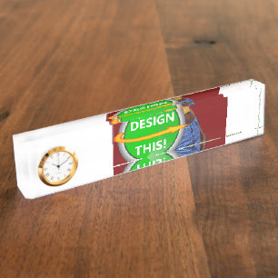 COOL! Schreibtisch-Namensschild mit Uhr - Benutzer Namensplakette