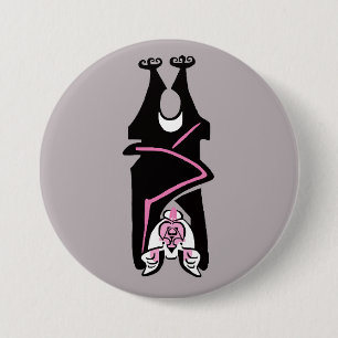 Cool Schwarz & Rosa BAT - Halloween - Goth - Natur Button