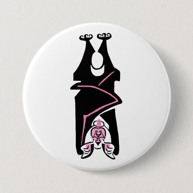 Cool Schwarz & Rosa BAT - Halloween - Goth - Natur Button (Vorderseite)
