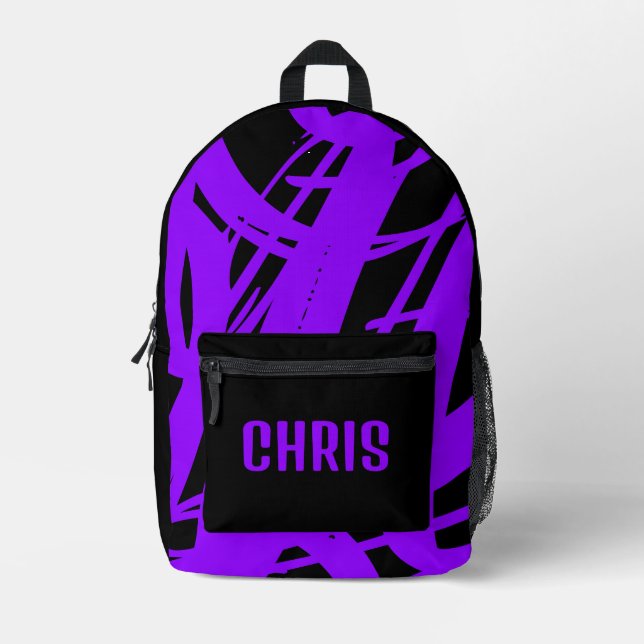 Cool Schwarz und Lila für Jungen und Mädchen Bedruckter Rucksack (Vorderseite)