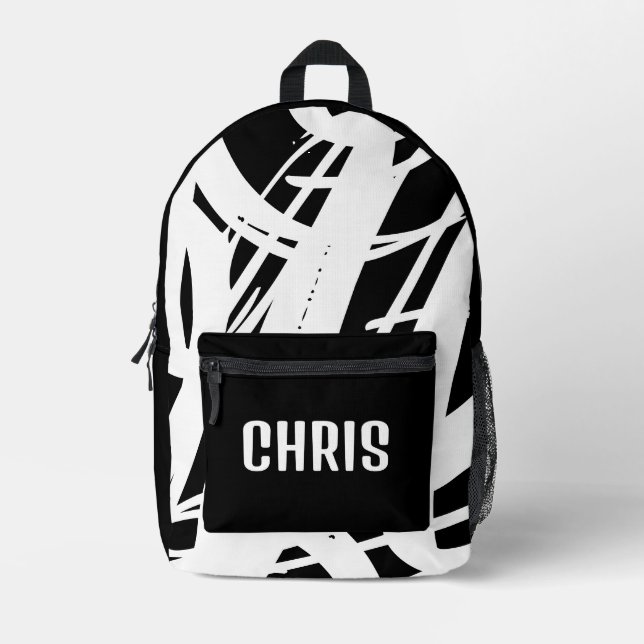Cool Schwarz und Weiß für Jungen und Mädchen Bedruckter Rucksack (Vorderseite)