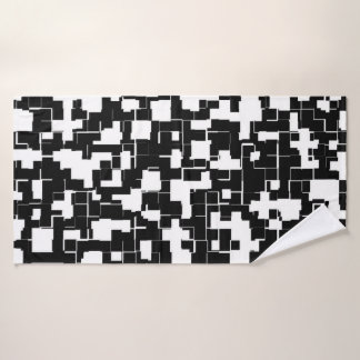 Cool Schwarz und Weiß Trendy Stilvolles Muster Badehandtuch