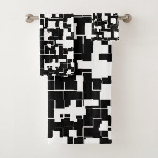 Cool Schwarz und Weiß Trendy Stilvolles Muster Badhandtuch Set