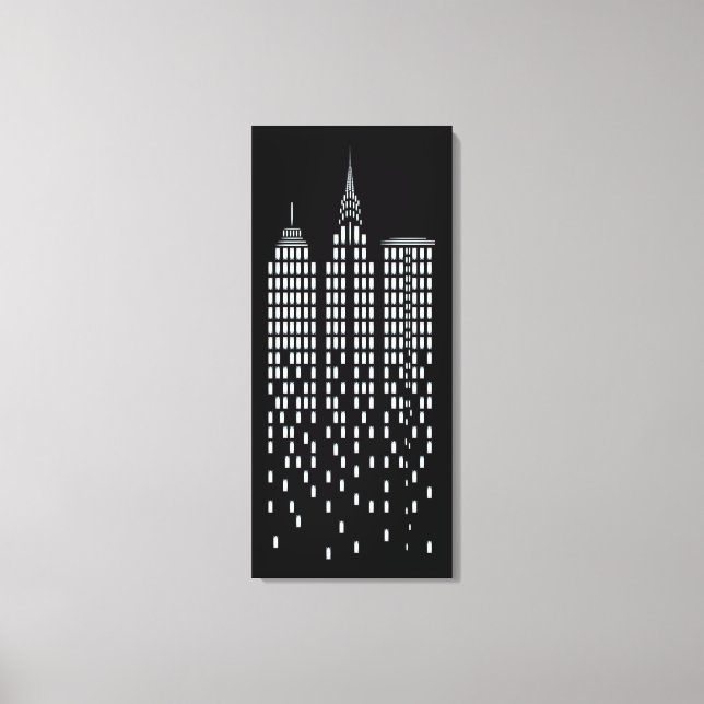 Cool Schwarz & Weiß New York City Skycraper Leinwanddruck (Vorderseite)