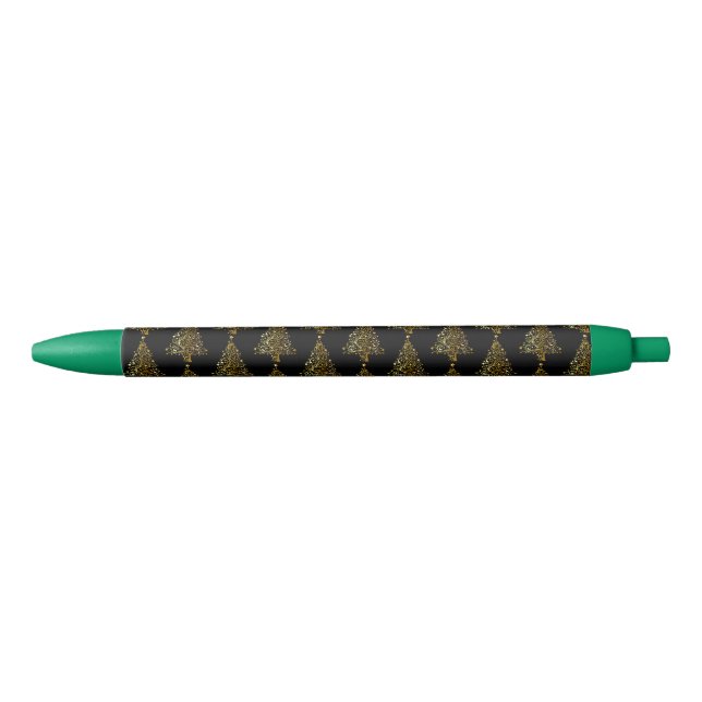 Cool Schwarzes Gold Shiny Weihnachtsbaummuster Kugelschreiber (Vorderseite)