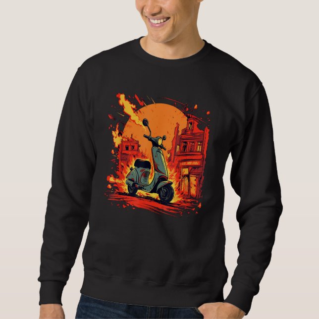 Cool Scooter Bike with Flames Sweatshirt (Vorderseite)