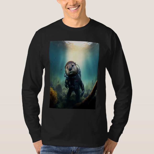 Cool Sea Otter Costume Scuba Diving Otter T-Shirt (Vorderseite)
