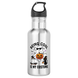 Cool Sein Ist Kostüm Halloween Geist Kürbis Katze_ Edelstahlflasche