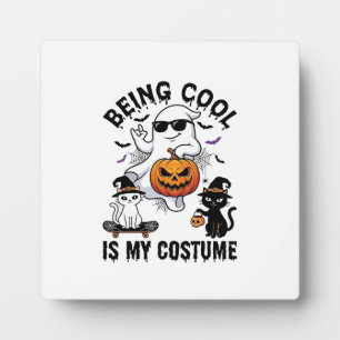 Cool Sein Ist Kostüm Halloween Geist Kürbis Katze_ Fotoplatte
