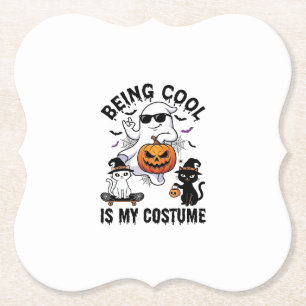 Cool Sein Ist Kostüm Halloween Geist Kürbis Katze_ Untersetzer
