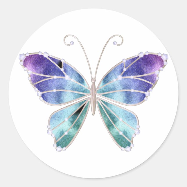 Cool Shades Rainbow Wings Butterfly Runder Aufkleber (Vorderseite)