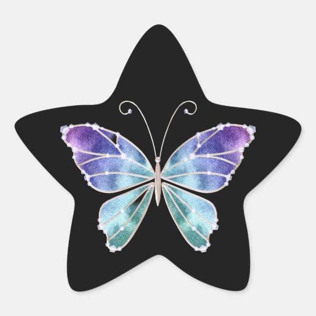 Cool Shades Rainbow Wings Butterfly Stern-Aufkleber (Vorderseite)