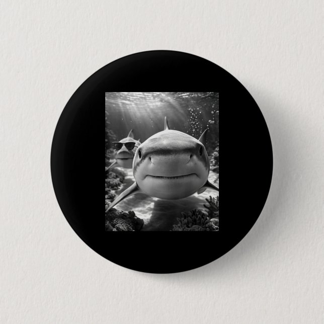 Cool Shark Animal Selfie  Button (Vorderseite)