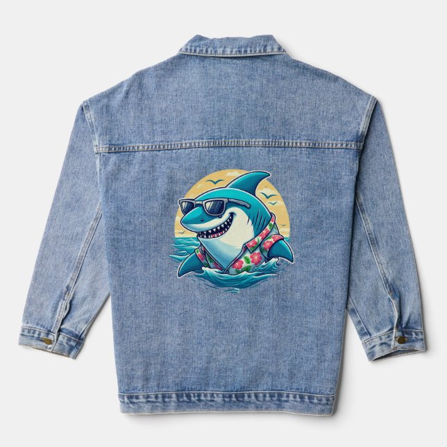 Cool Shark in Hawaiian Shirt - Summer Beach Vibes (Verso)