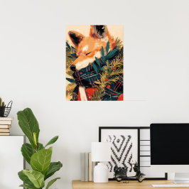 Cool Shiba Inu in Christmas Winter Poster