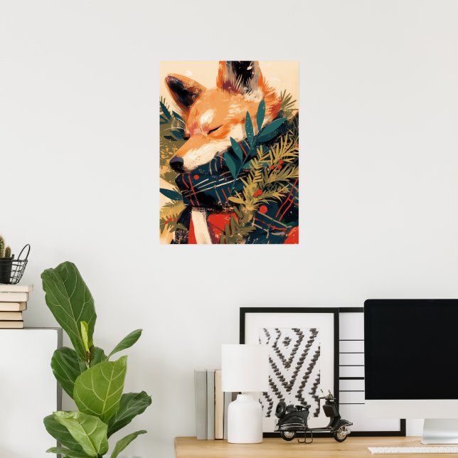 Cool Shiba Inu in Christmas Winter Poster (Heimbüro)
