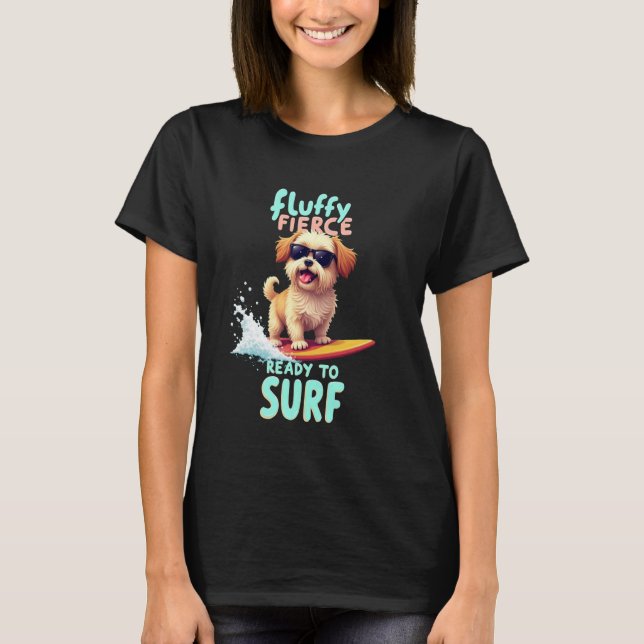 Cool Shih Tzu Surfing Dog T-Shirt (Vorderseite)