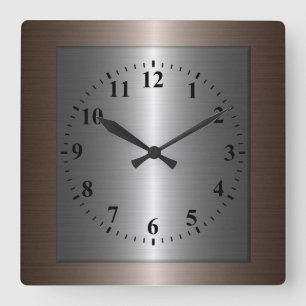 Cool Silver Stainless Steel Metal Quadratische Wanduhr