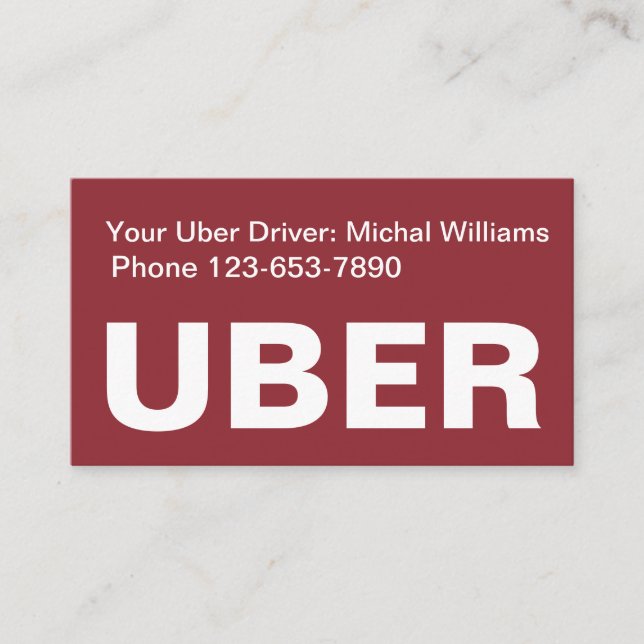 Cool simple Uber Driver Ride Hailing Carte de visi (Devant)
