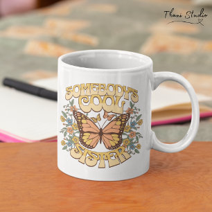 Cool Sister Butterfly Wilde Blume Vintag Retro Jumbo-Tasse