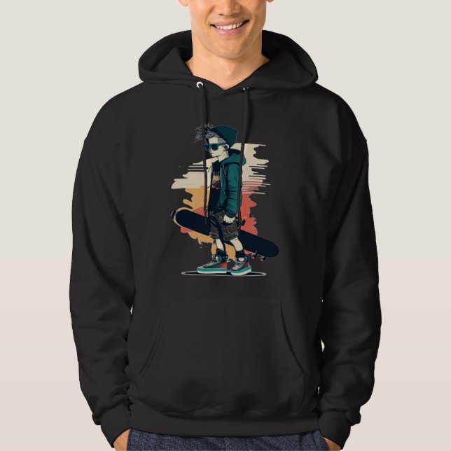 Cool Skateboard Boy Hoodie (Vorderseite)
