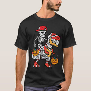 Cool Skeleton Cap Dino Mummy Kleinkind Halloween T-Shirt