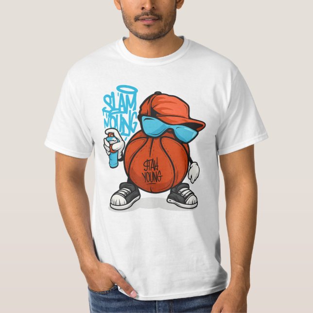 Cool Slam Dunk Basketball Graffiti Cartoon T - Shi T-Shirt (Vorderseite)
