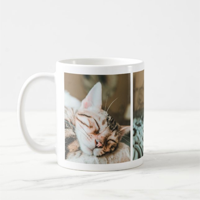 Cool Sleepy Kitty Cat Lovers' Foto Collage Tasse (Links)