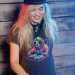 Cool Sloth DJ Neon T-Shirt<br><div class="desc">This design may be personalized by choosing the Edit Design option. You may also transfer onto other items. Contact me at colorflowcreations@gmail.com or use the chat option at the top of the page if you wish to have this design on another product or need assistance with this design. See more...</div>